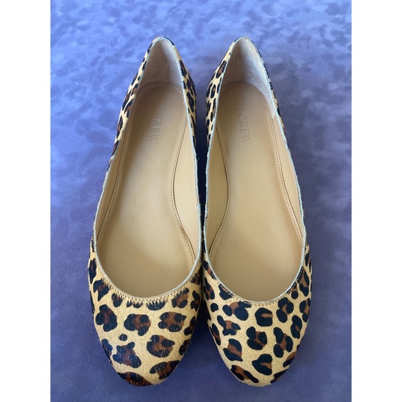 J.Crew leopard calf hair flat shoes
